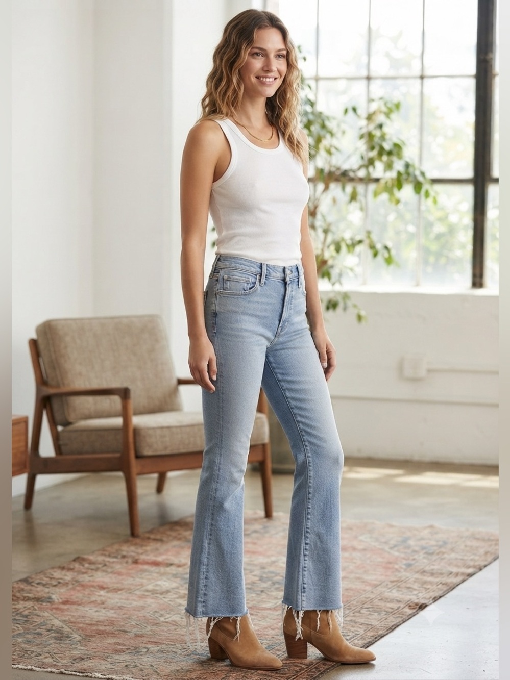 MOTHER Light Blue Denim Flare Jeans